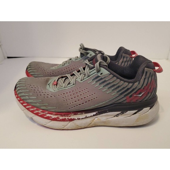 Hoka One One W Clifton 5 Running Shoes Women’s Size 8.5 Gray Pink 1093756 AMTL - Picture 4 of 9